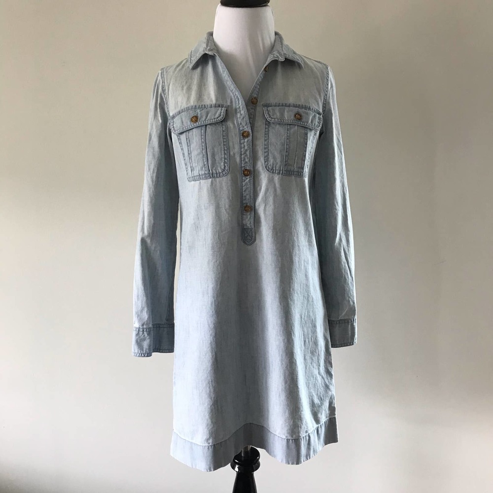 J. Crew Chambray Denim Shirt Dress, Size XXS